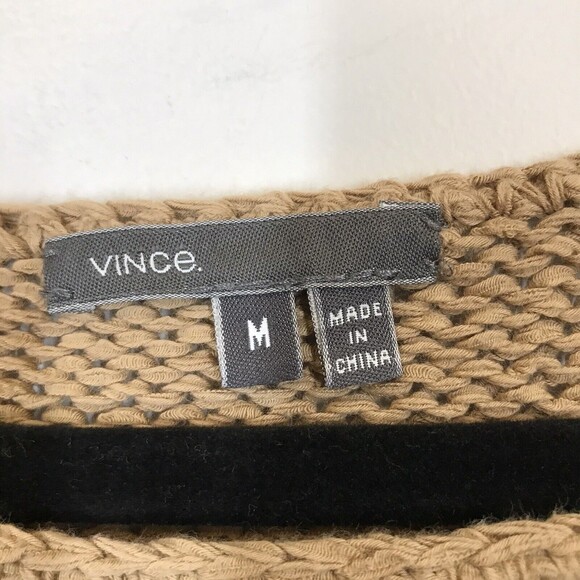 Vince Beige Stripe Womens Medium Pullover Chain Knit Comfort Sweater - Picture 7 of 9